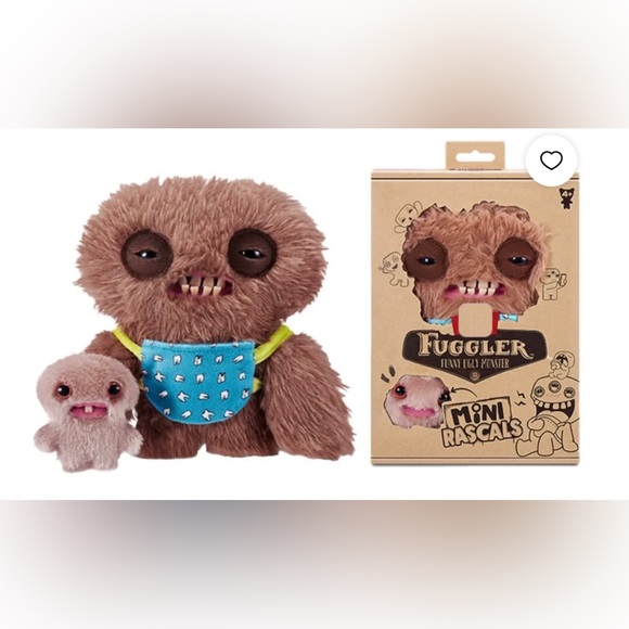 Fuggler Funny Ugly Monster Long Pile Mini Rascals 9” Brown Squidge - NEW - Picture 6 of 12